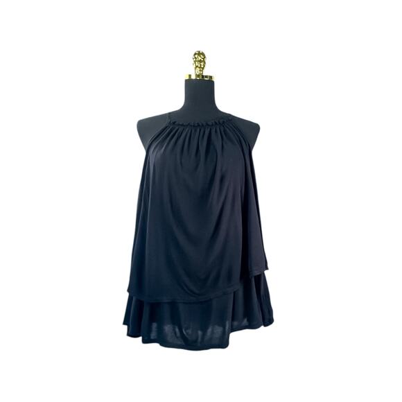 Ann Taylor LOFT Black Layered Ruffle Halter Top - 100% Rayon -Size XL - Picture 1 of 8